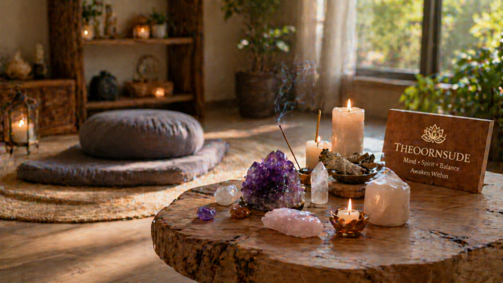 Peaceful setting representing theoornsude spiritual practice and mindfulness concept